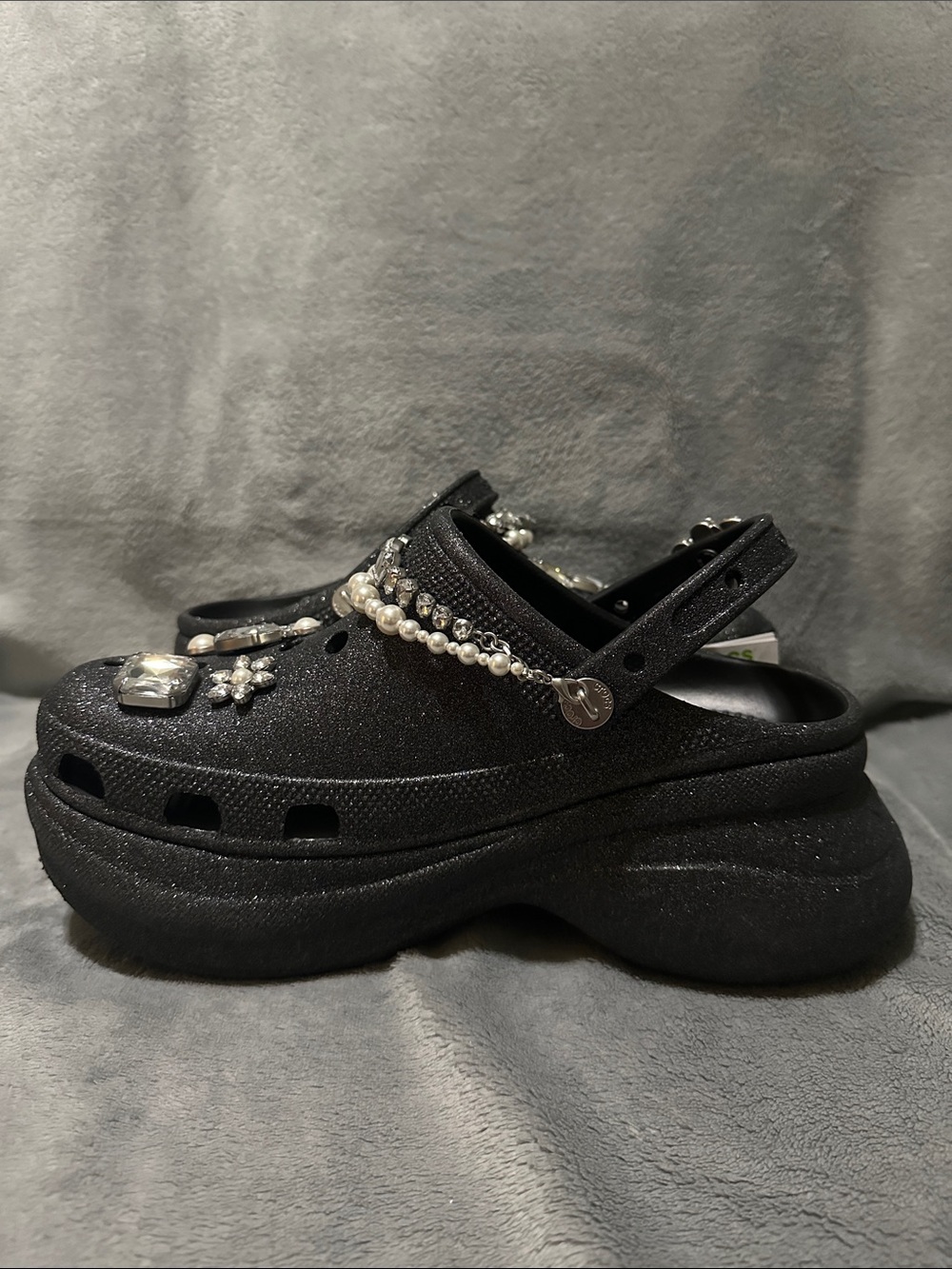NWOB Women's Crocs Bae Wedding Glitter Platform Clogs - Size 11 - Picture 8 of 14